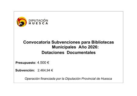 Imagen SUBVENCION CONCEDIDA POR LA DPH DOTACION BIBLIOGRAFICA