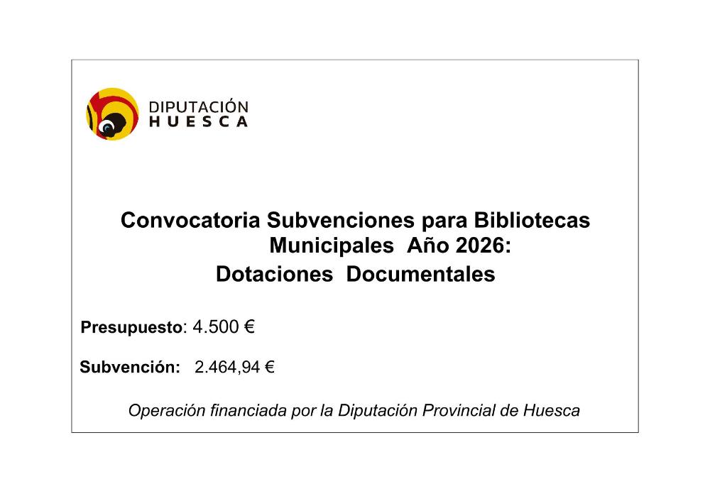 Imagen SUBVENCION CONCEDIDA POR LA DPH DOTACION BIBLIOGRAFICA